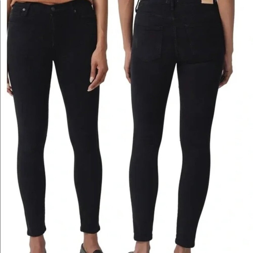 Citizens of Humanity Rocket Crop Black Velvet High Rise Skinny Stretch Pants 25‎
